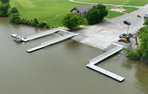 BoardSafe Floating dock Sanders Ferry aerial view-2
