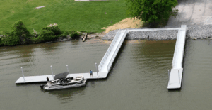 BoardSafe Floating dock Sanders Ferry aerial view