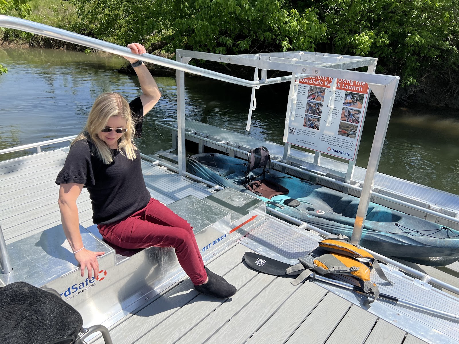 woman using adaptive kayak launch