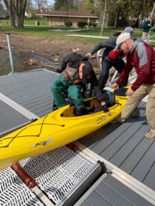 Yellow kayak rollers not BoardSafe kayak launch