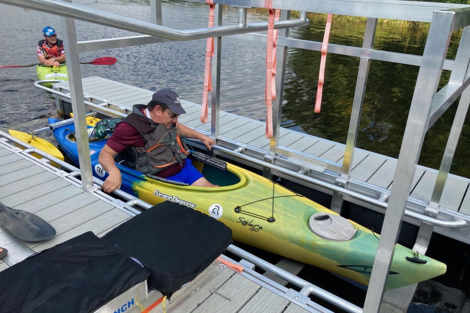 man in yellow kayak BoardSafe launch