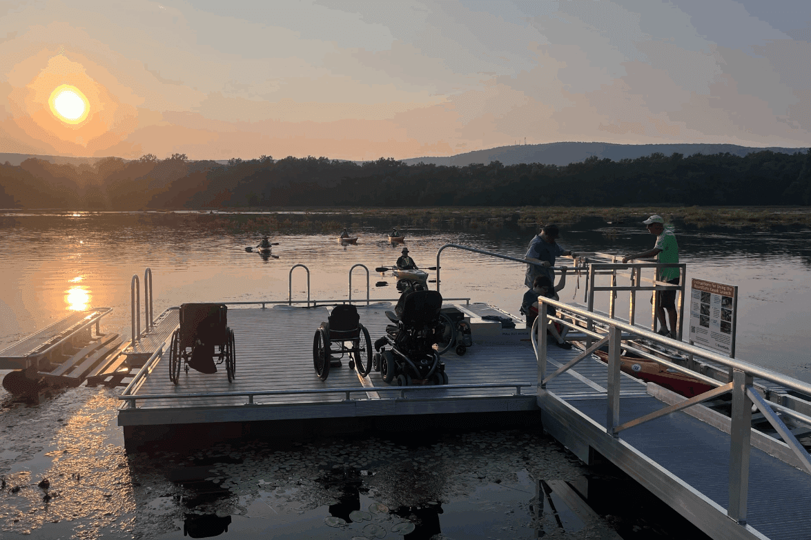 sunset over BoardSafe accessible floating dock