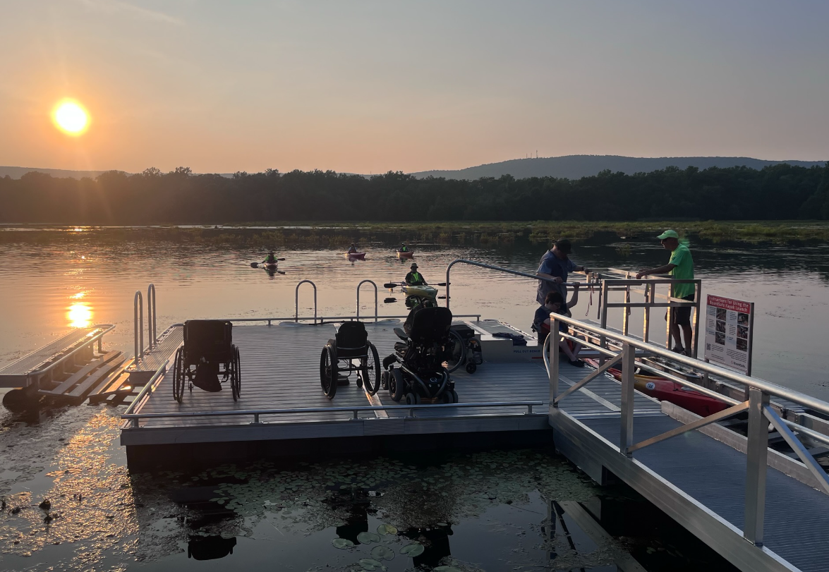 sunset over BoardSafe accessible floating dock
