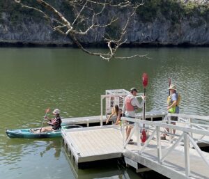 Kayaker exiting BoardSafe launch