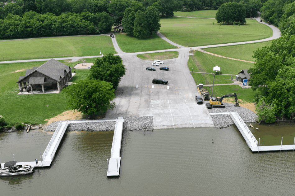 BoardSafe Floating dock Sanders Ferry aerial view-3