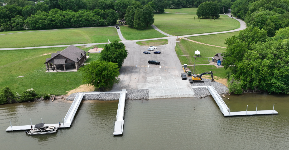 BoardSafe Floating dock Sanders Ferry aerial view-3